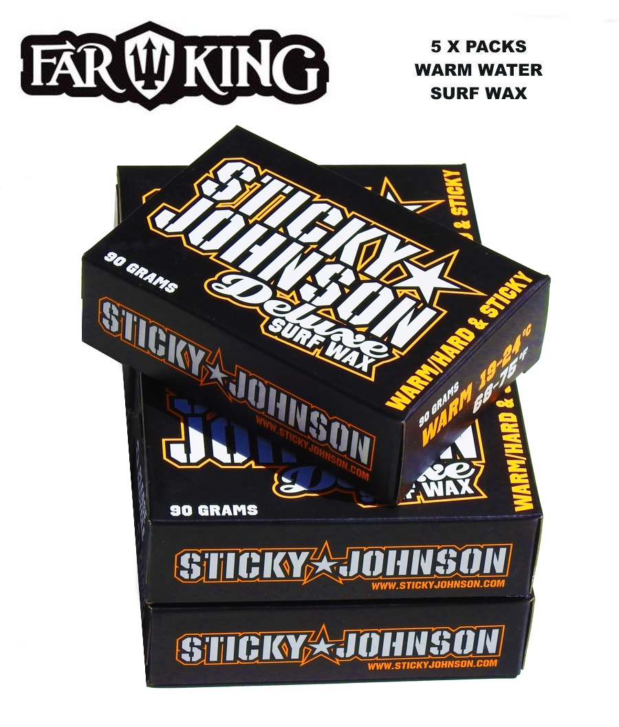 FAR KING STICKY JOHNSON SURF WAX WARM WATER , SURFBOARD WAX, STAND UP